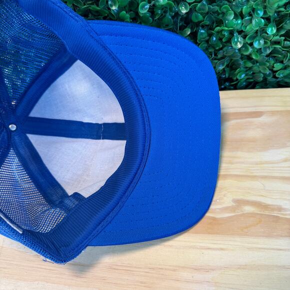 Vintage Amoco Trucker Hat Chocolate Bayou OLEF Maint Comp Rare 80s y2k Cap Blue - Picture 6 of 8